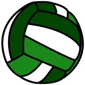 Stylish Green and White Volleyball Clipart with Bold Geometric Design