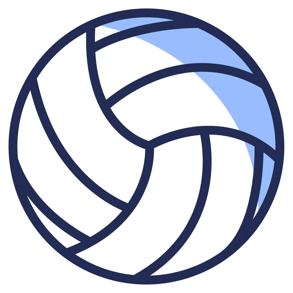 Stylish Minimalist Blue and Navy Volleyball Clipart Icon Design