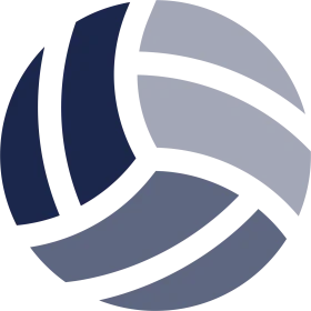 Stylish Navy Blue and Gray Volleyball Clipart Design with Modern Geometric Flair