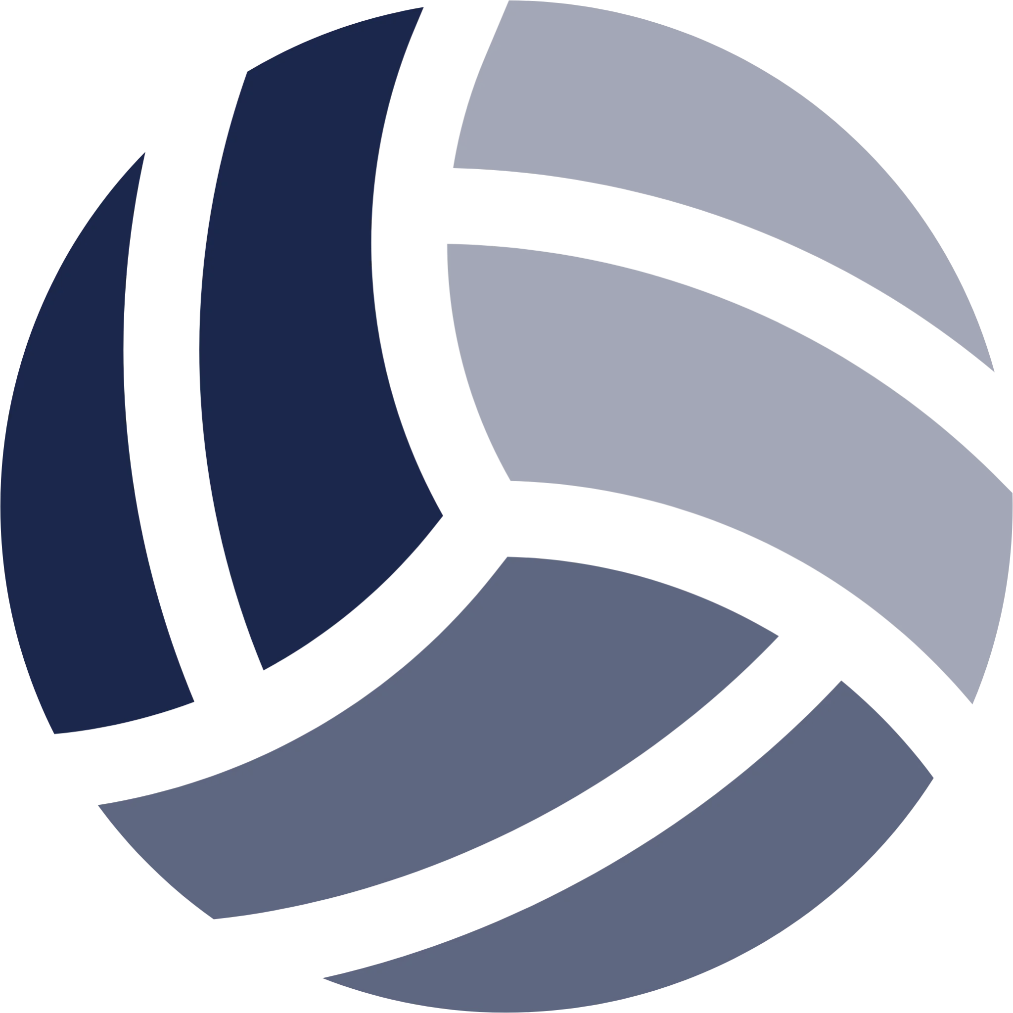 Stylish Navy Blue and Gray Volleyball Clipart Design with Modern Geometric Flair