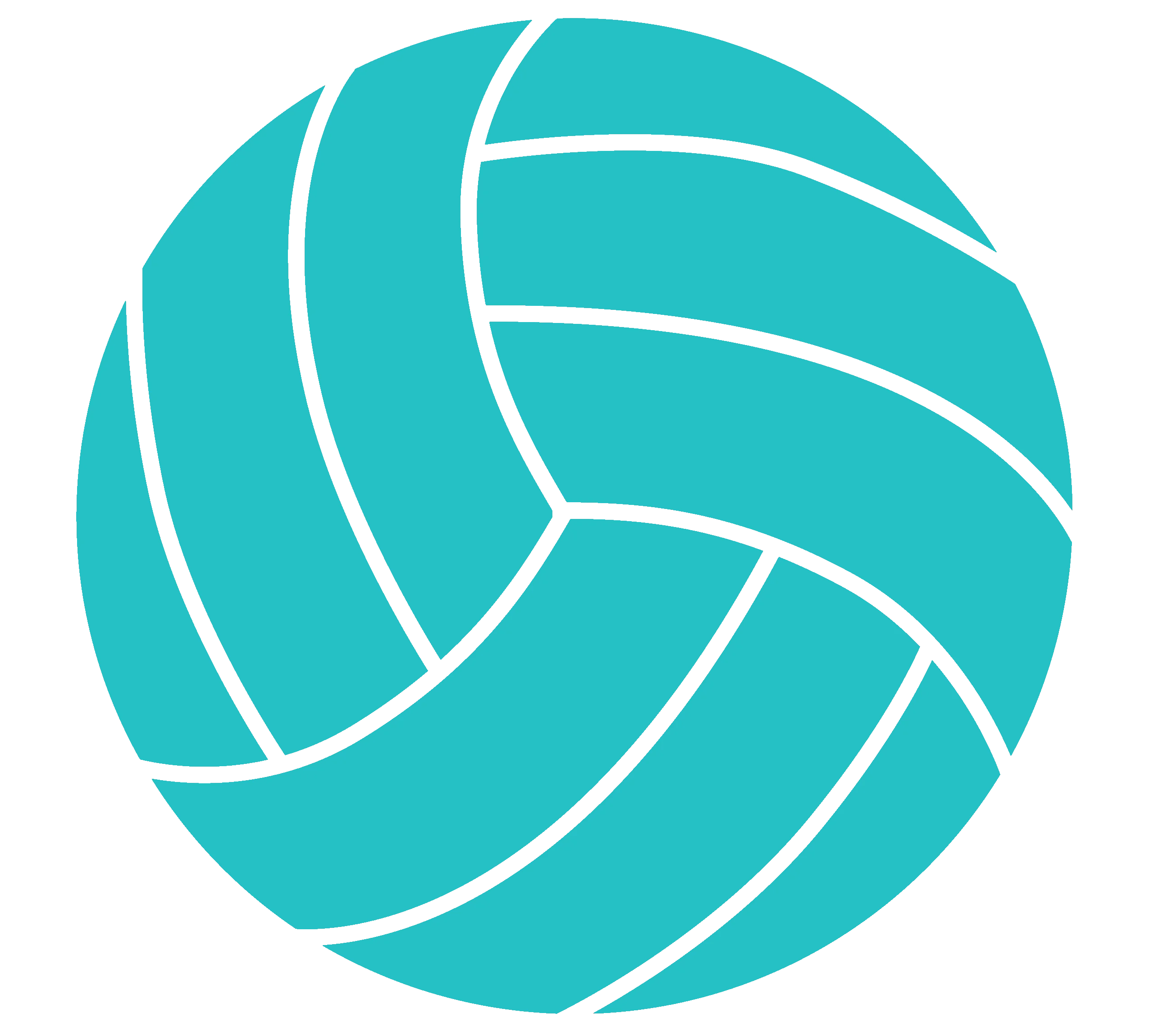 Stylish Teal Volleyball Clipart with Clean Linear Design Elements