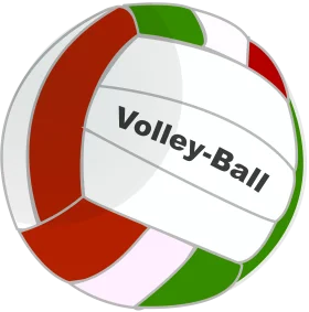 Stylish Volley-Ball Clipart Design with Geometric Color Blocking and Typography