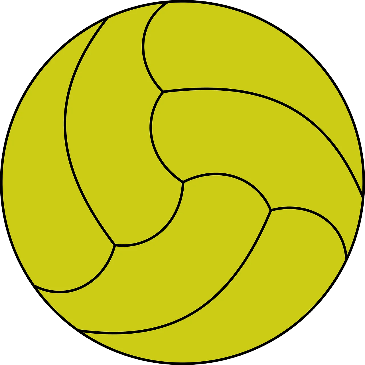 Stylized Lime Green Volleyball Clipart Illustration with Smooth Curved Segments