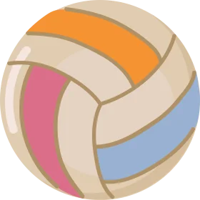 Stylized Volleyball Clipart with Soft Pastel Color Palette and Glossy Design