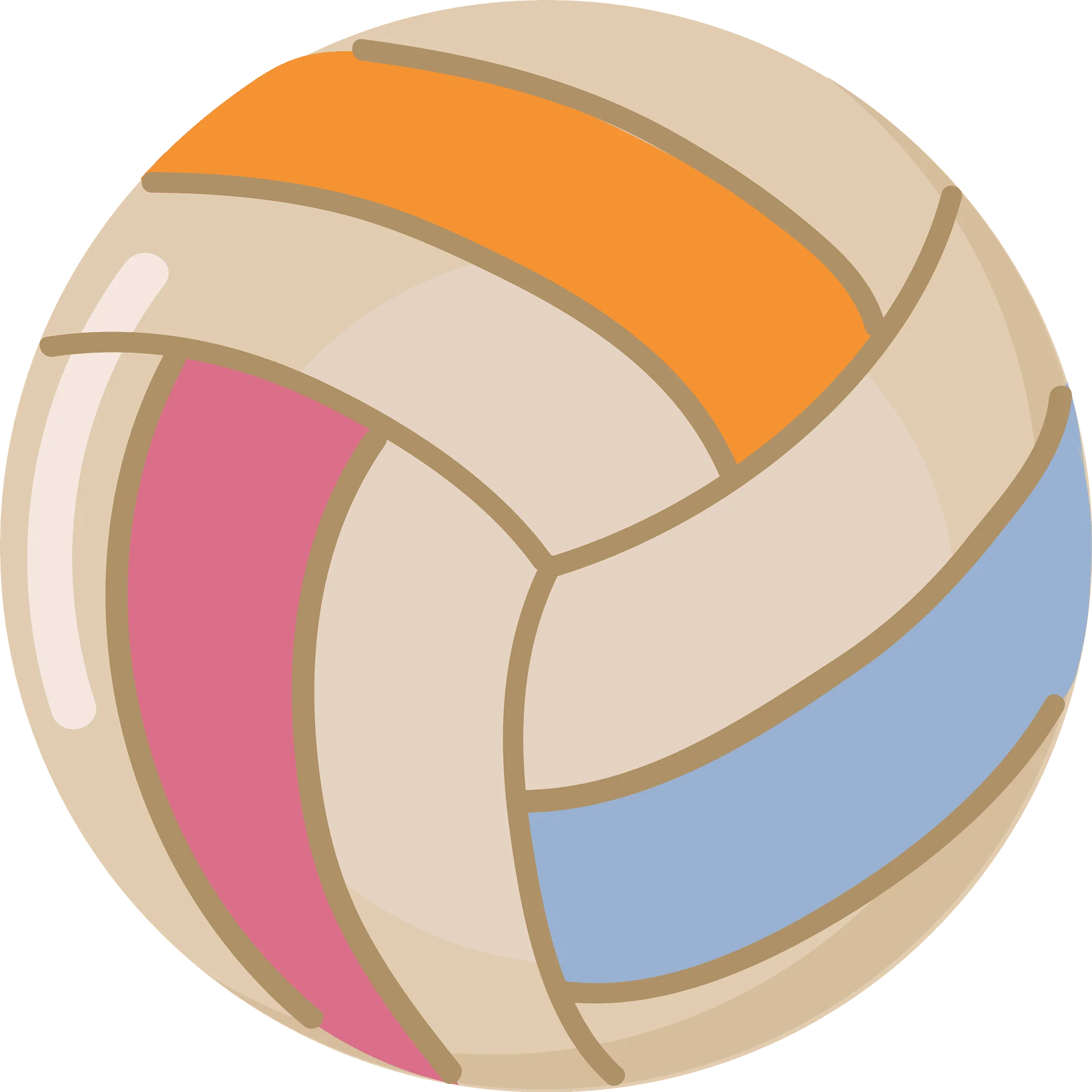 Stylized Volleyball Clipart with Soft Pastel Color Palette and Glossy Design