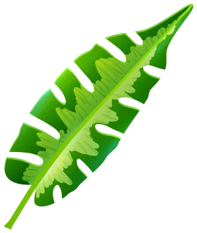 Tropical Banana Leaf Clipart with Serrated Edges and Bright Green Hue