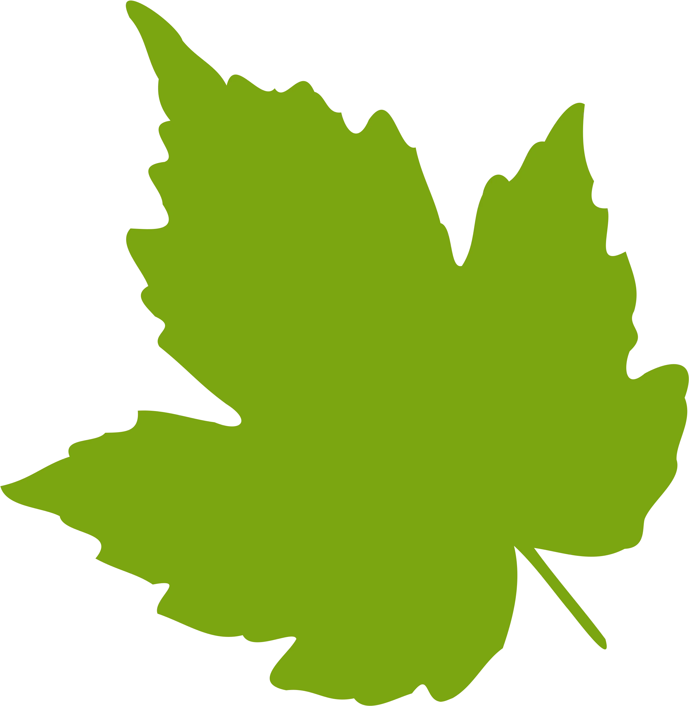 Verdant Green Maple Leaf Silhouette Clipart - Nature's Elegant Outline