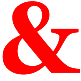 Bold Red Ampersand Symbol Graphic Design Clipart with Modern Typography