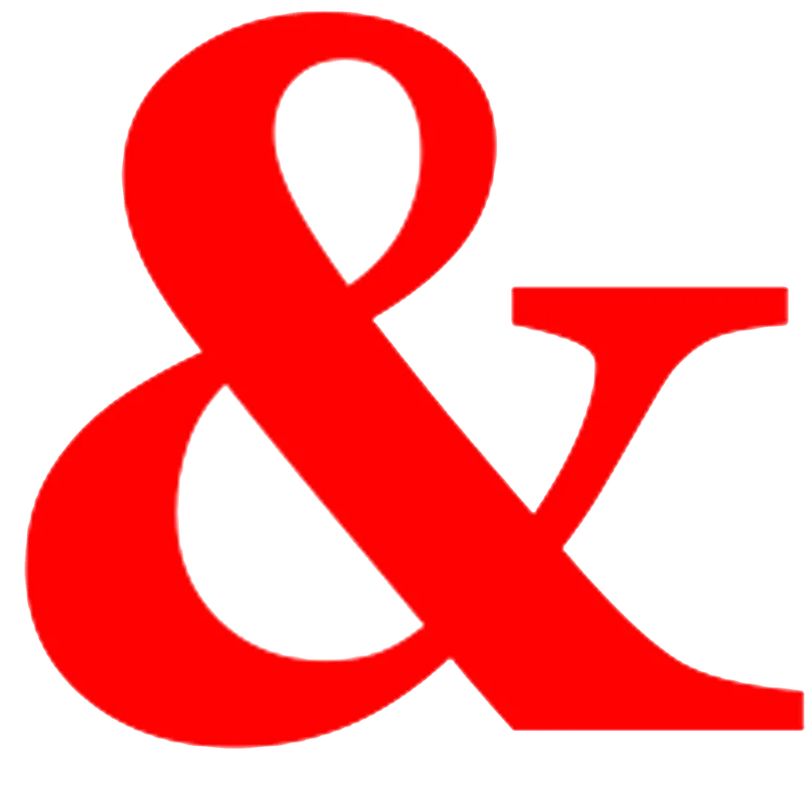 Bold Red Ampersand Symbol Graphic Design Clipart with Modern Typography