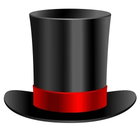 Classic Black Top Hat Clipart with Bold Red Accent Ribbon Elegantly Illustrated