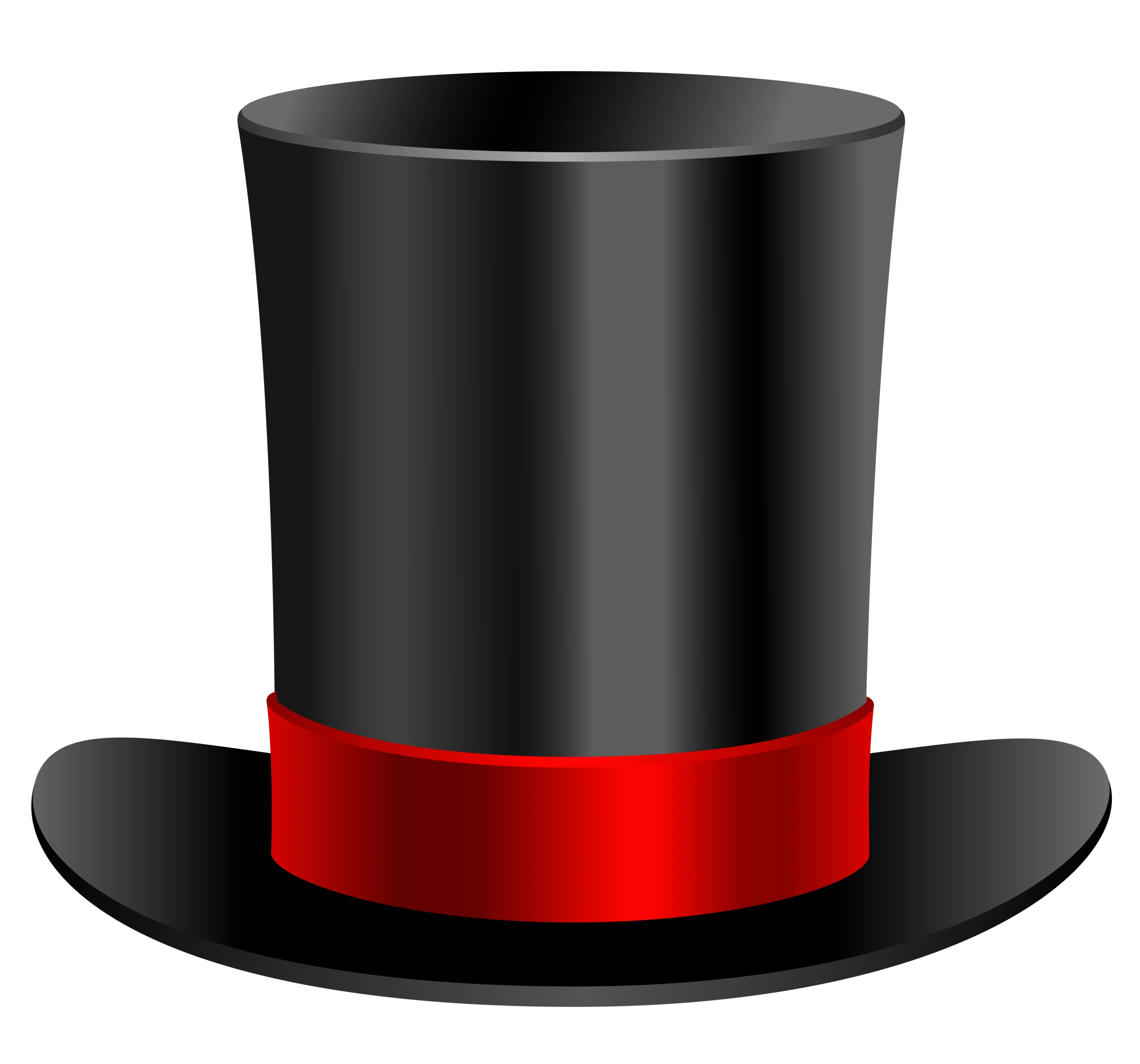 Classic Black Top Hat Clipart with Bold Red Accent Ribbon Elegantly Illustrated