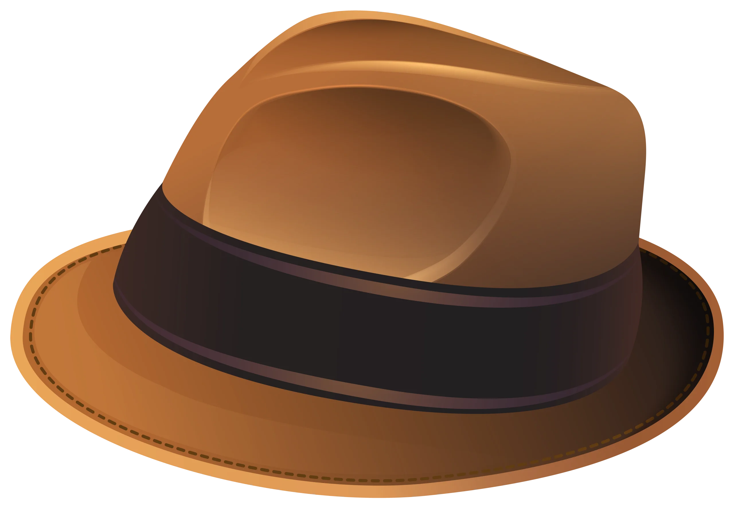 Classic Camel Brown Fedora Hat Clipart with Elegant Dark Band Design