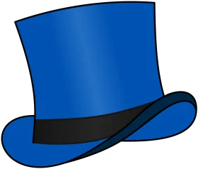 Elegant Blue Formal Top Hat Clipart with Bold Black Band Illustration