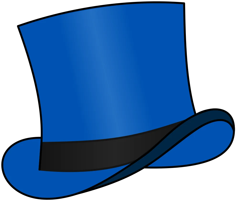 Elegant Blue Formal Top Hat Clipart with Bold Black Band Illustration