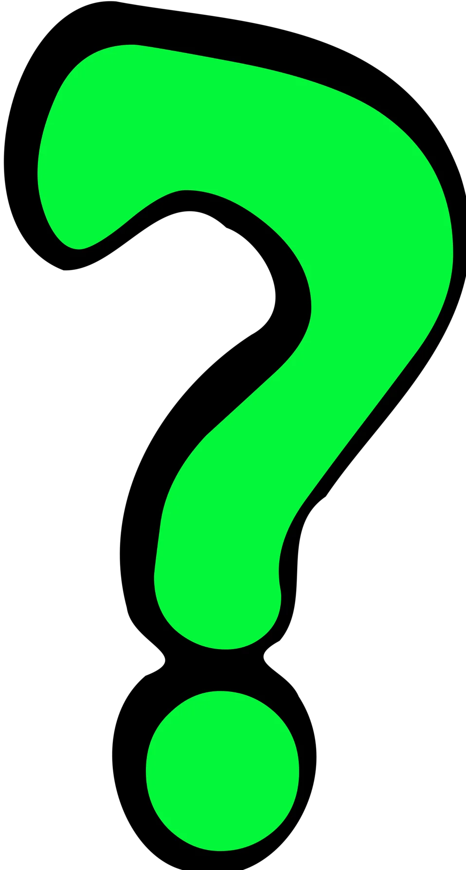 Bright Lime Green Question Mark Clipart Symbol of Curiosity and Inquiry