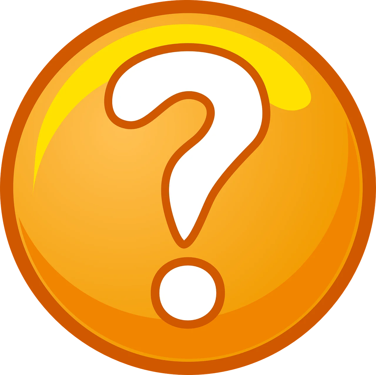 Bright Orange Glossy Question Mark Clipart Symbol of Curiosity and Inquiry