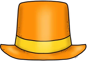 Bright Orange Top Hat Clipart with Golden Band Illustration