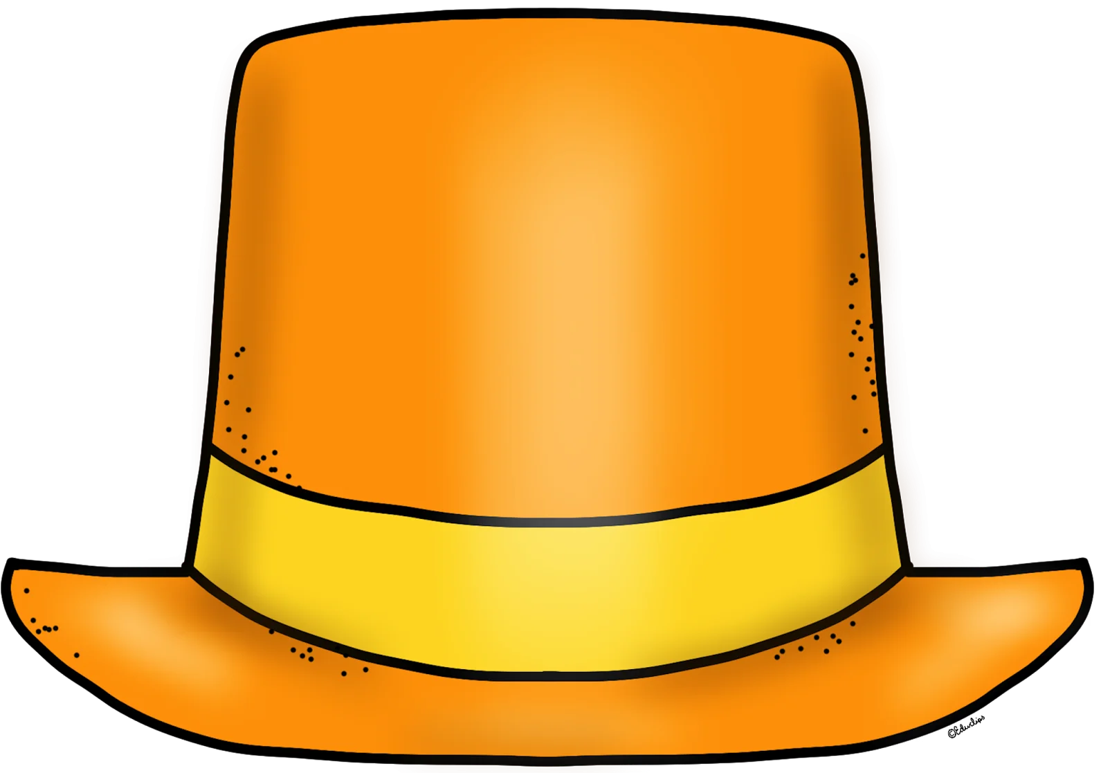 Bright Orange Top Hat Clipart with Golden Band Illustration