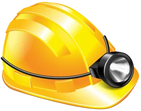 Bright Yellow Safety Helmet with Mounted Headlamp Clipart Illustration