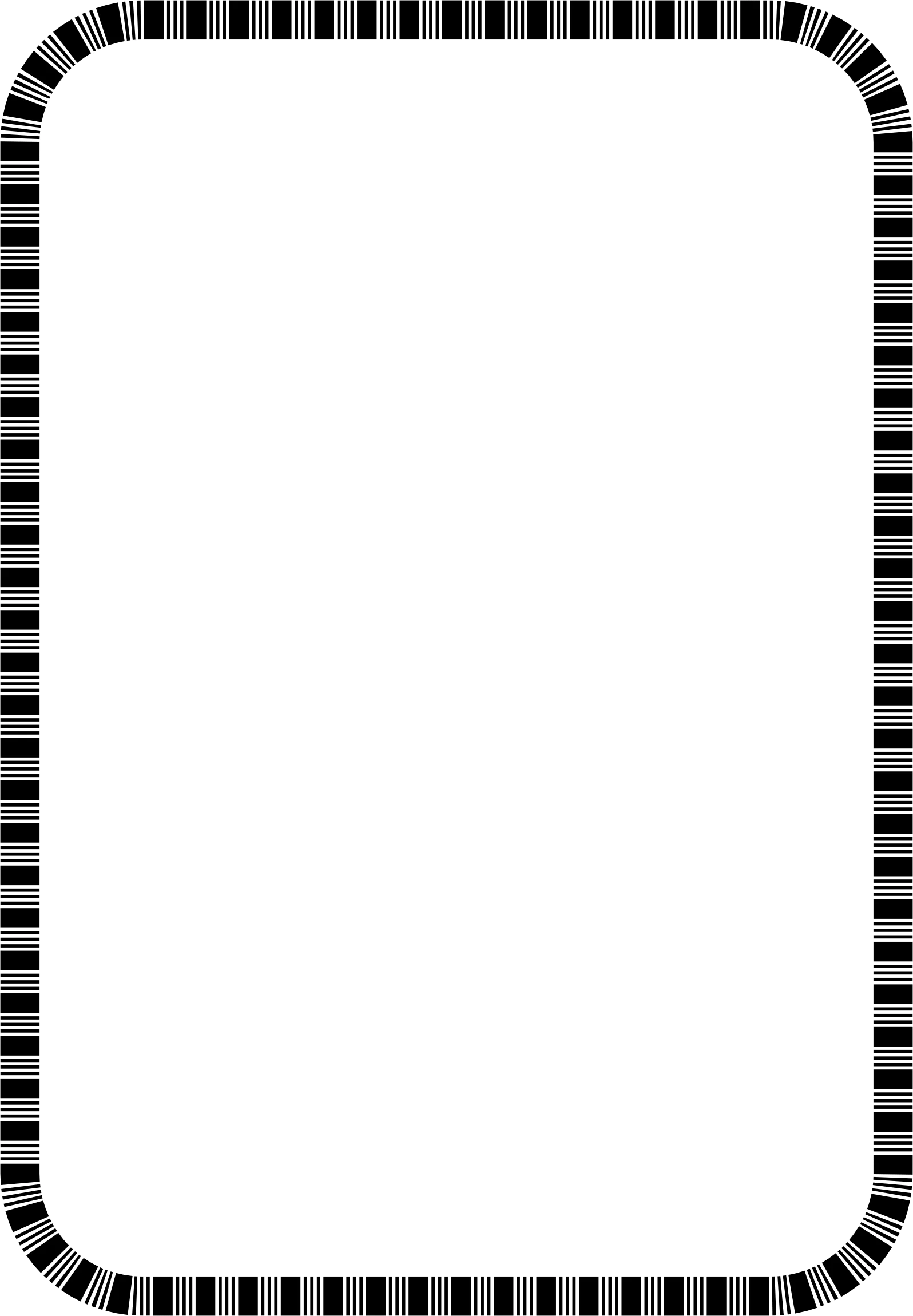 Classic Black and White Geometric Border Clipart with Rounded Corners