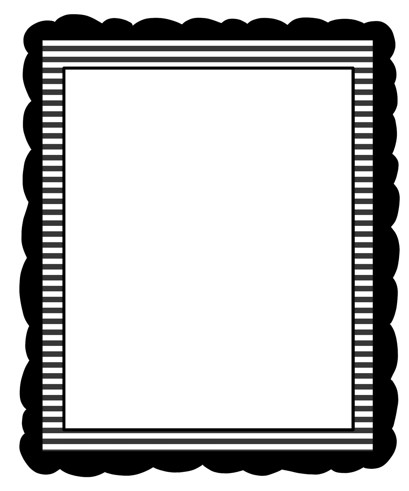Classic Black and White Scalloped Edge Decorative Clipart Frame Design