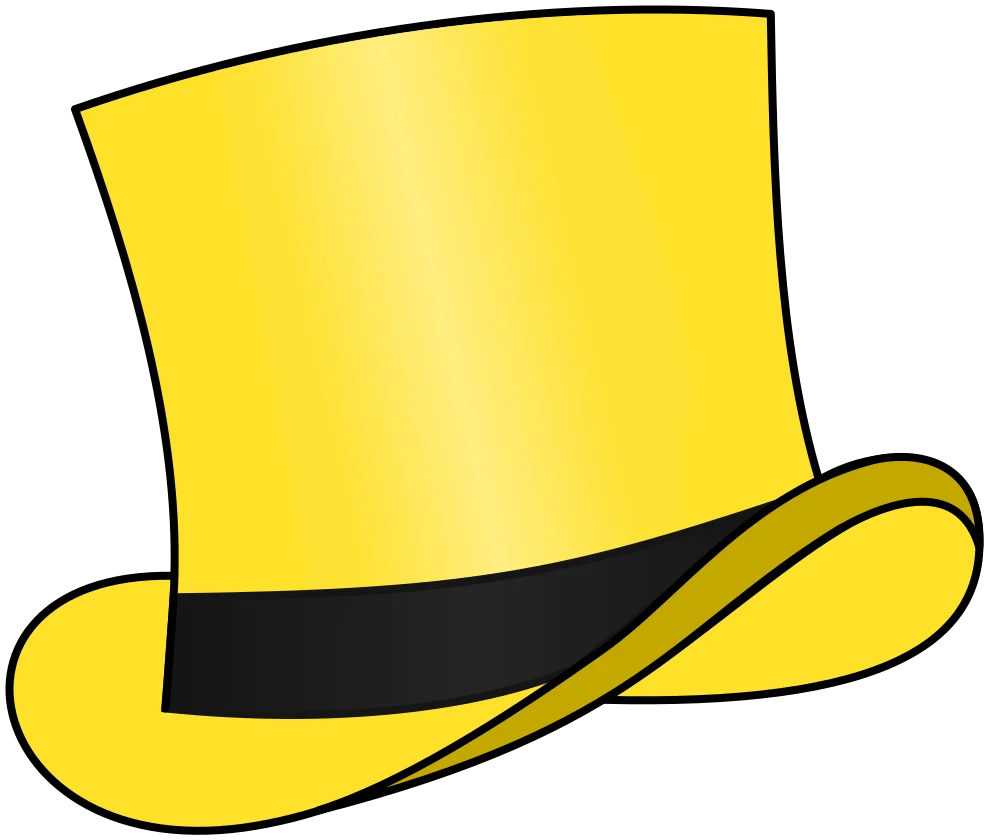 Classic Bright Yellow Top Hat Clipart Design with Elegant Black Band