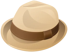 Classic Cream Fedora Clipart with Elegant Brown Band - Stylish Headwear Illustration
