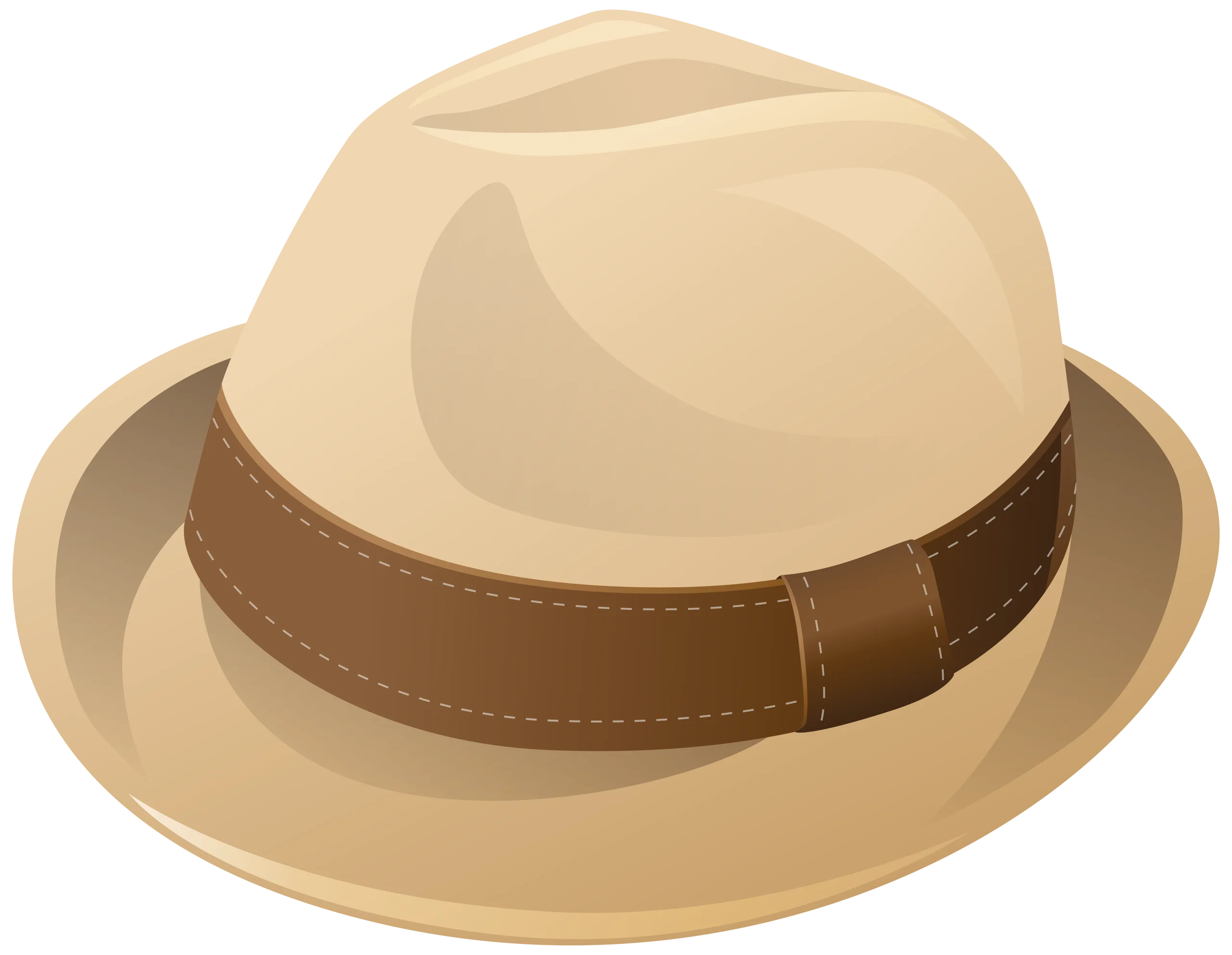 Classic Cream Fedora Clipart with Elegant Brown Band - Stylish Headwear Illustration