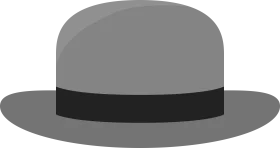 Classic Grayscale Bowler Hat Clipart Illustration in Minimalist Style