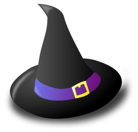 Classic Halloween Witch Hat Clipart with Purple Buckle Accent Design