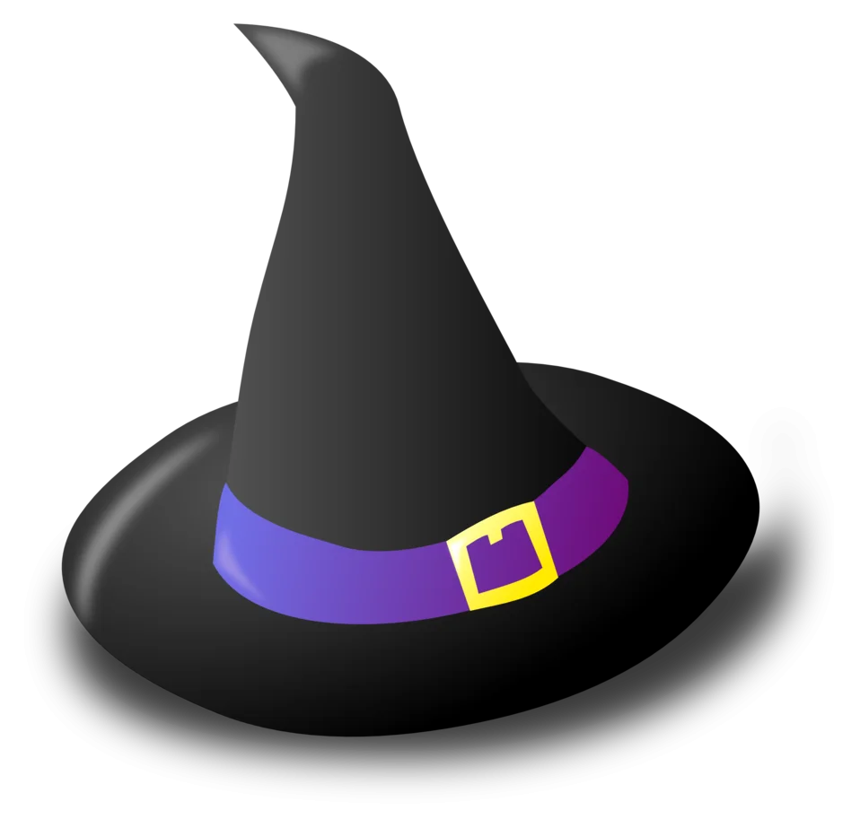 Classic Halloween Witch Hat Clipart with Purple Buckle Accent Design