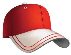 Classic Red and White Baseball Cap Clipart Design with Stylish Curved Brim