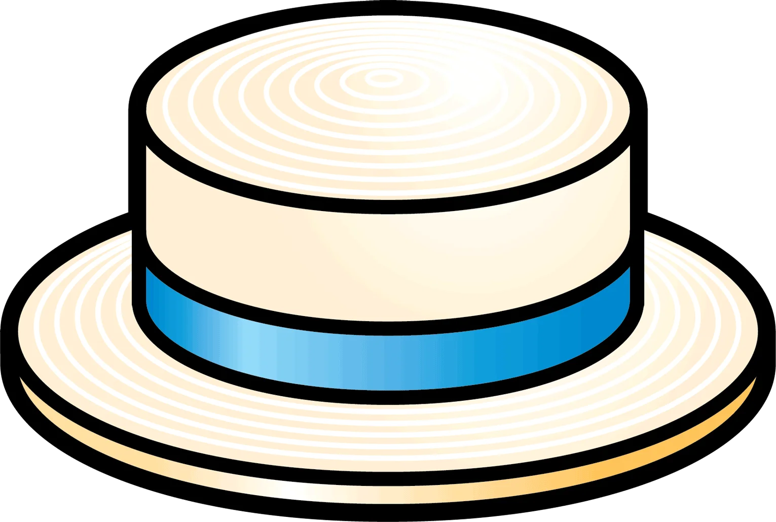Classic Summer Boater Hat Clipart - Stylish Flat-Top Headwear Illustration
