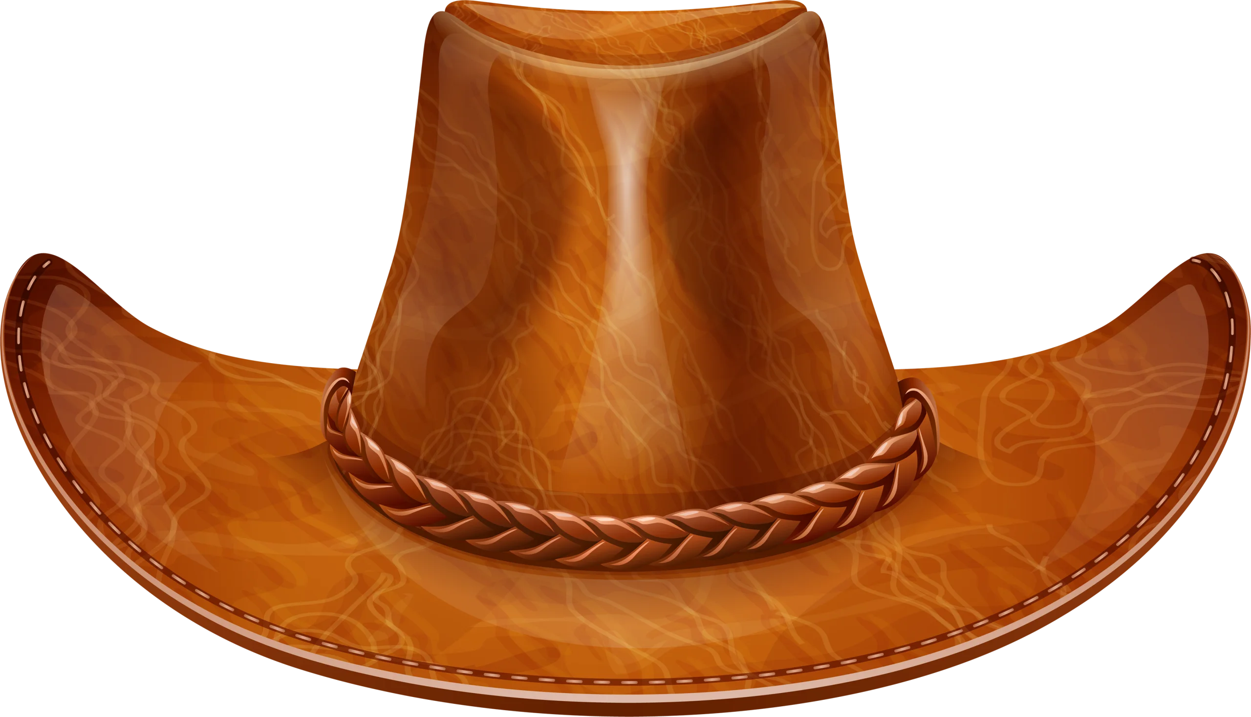 Classic Western Leather Cowboy Hat Clipart - Rustic Southwestern Style Accessory