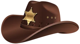 Classic Western Sheriff Brown Leather Hat Clipart with Golden Star Badge