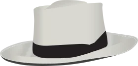 Classic White Wide-Brimmed Panama Fedora Hat Stylish Clipart Design