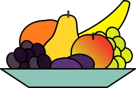 Colorful Cartoon Fruit Arrangement Clipart Showcasing Diverse Fresh Produce