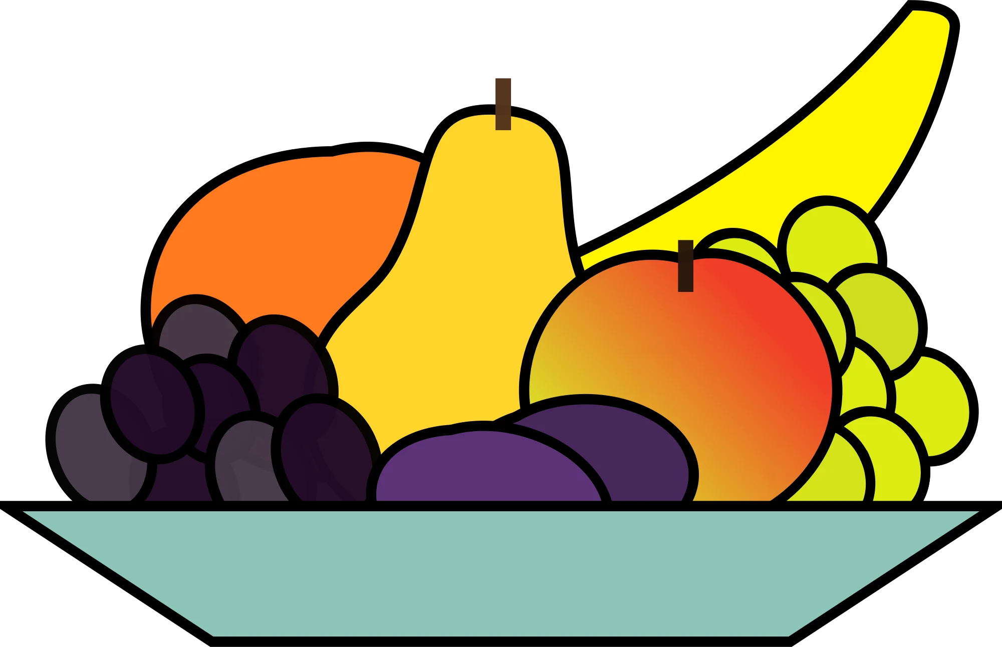 Colorful Cartoon Fruit Arrangement Clipart Showcasing Diverse Fresh Produce