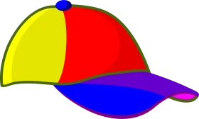 Colorful Playful Baseball Cap Clipart Design with Bold Geometric Segments