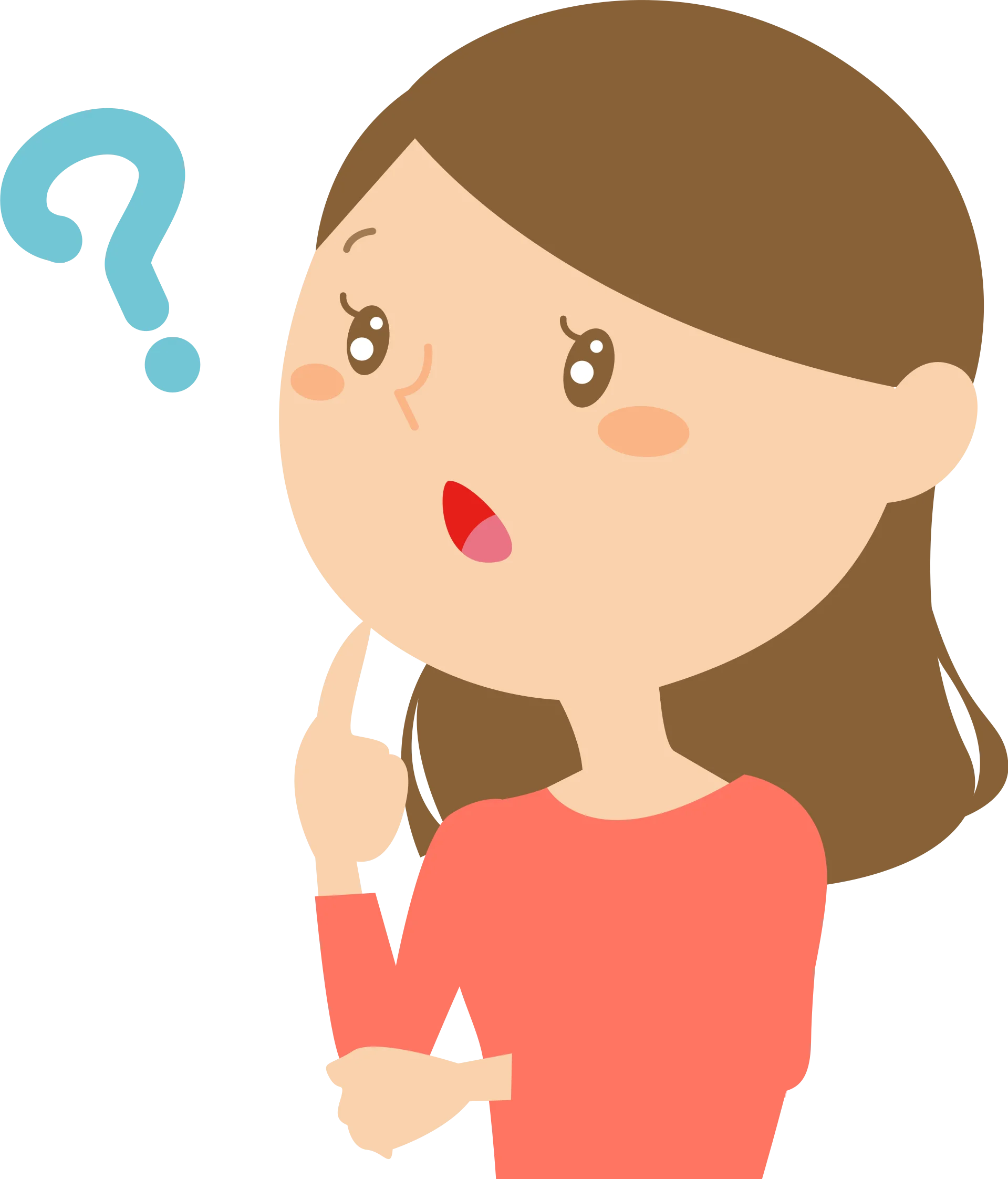 Curious Young Girl Pondering Question Mark Clipart Illustration