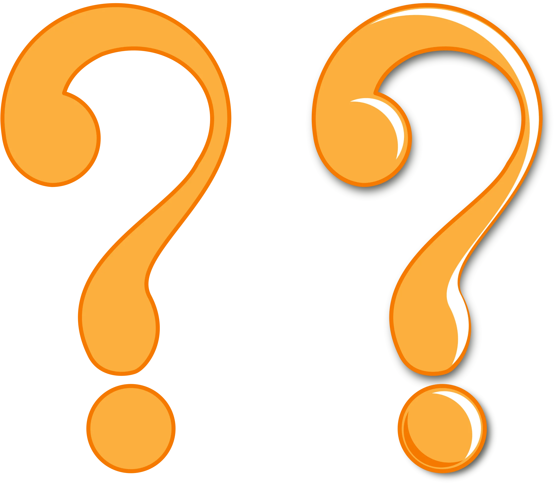 Dual Orange Question Mark Clipart Graphic Design Elements with Smooth Curves