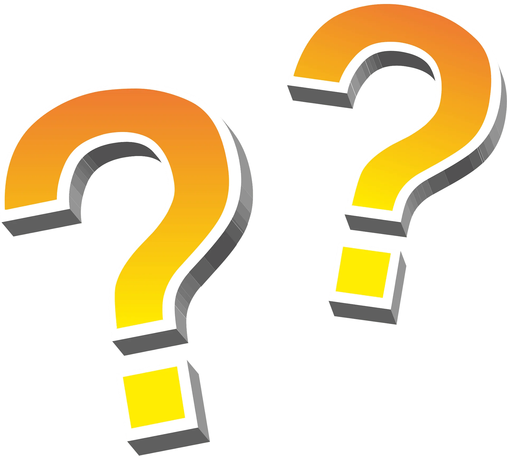 Dynamic 3D Question Mark Symbols: Engaging Clipart for Curiosity and Inquiry