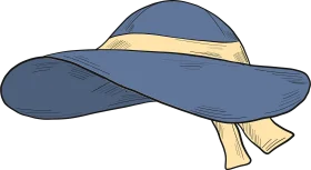 Elegant Blue Sun Hat with Soft Yellow Ribbon Clipart Design