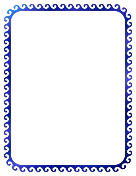 Elegant Blue Wavy Scrollwork Frame Clipart Border Design with Oceanic Swirls