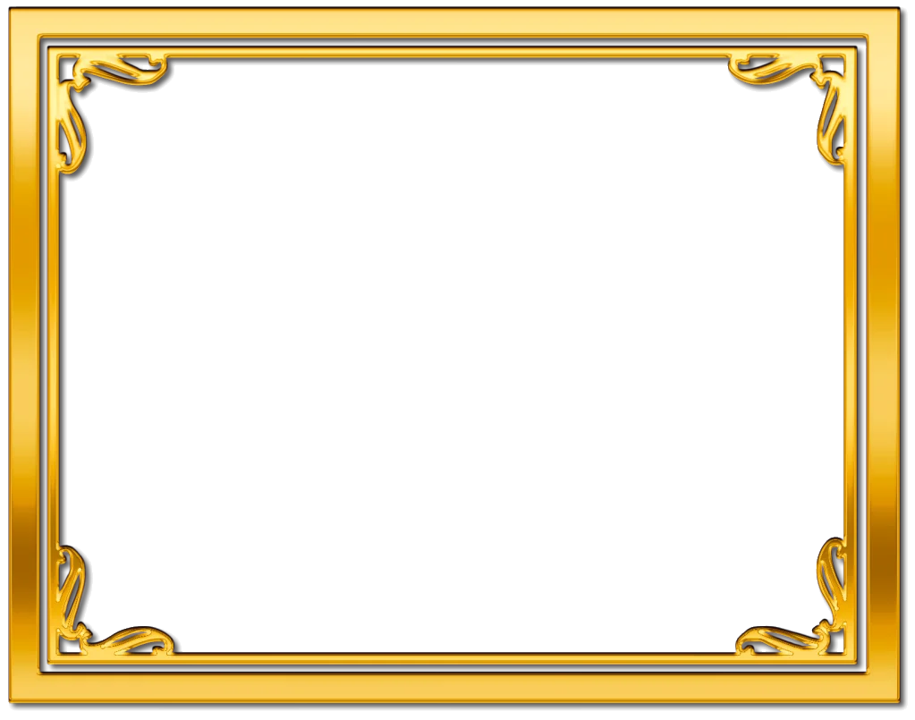 Elegant Golden Frame Clipart with Ornate Decorative Scroll Elements and Smooth Borders