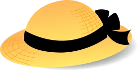 Elegant Summer Yellow Straw Hat with Black Ribbon Clipart Design