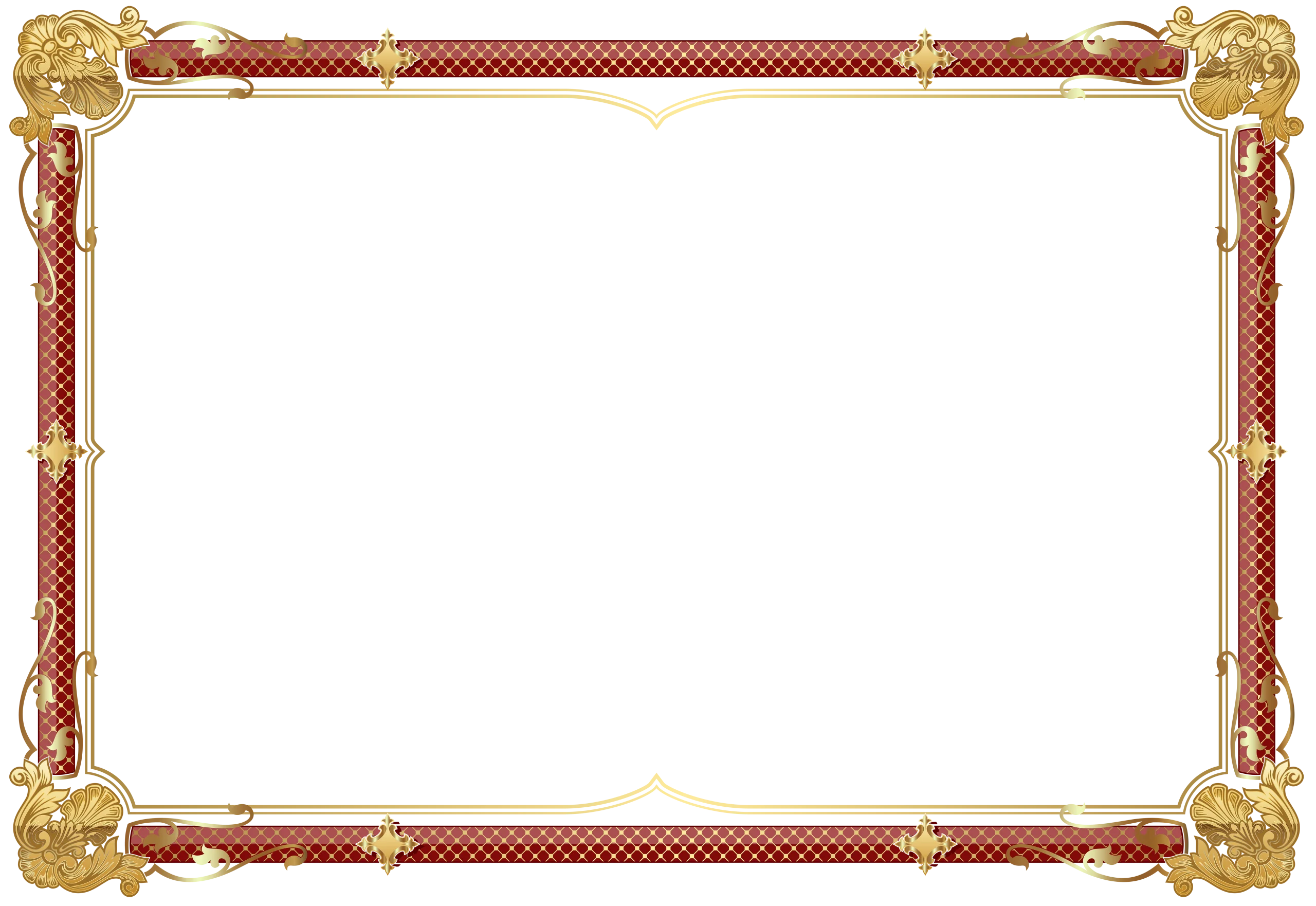 Elegant Vintage Decorative Border Clipart with Golden Ornate Corners