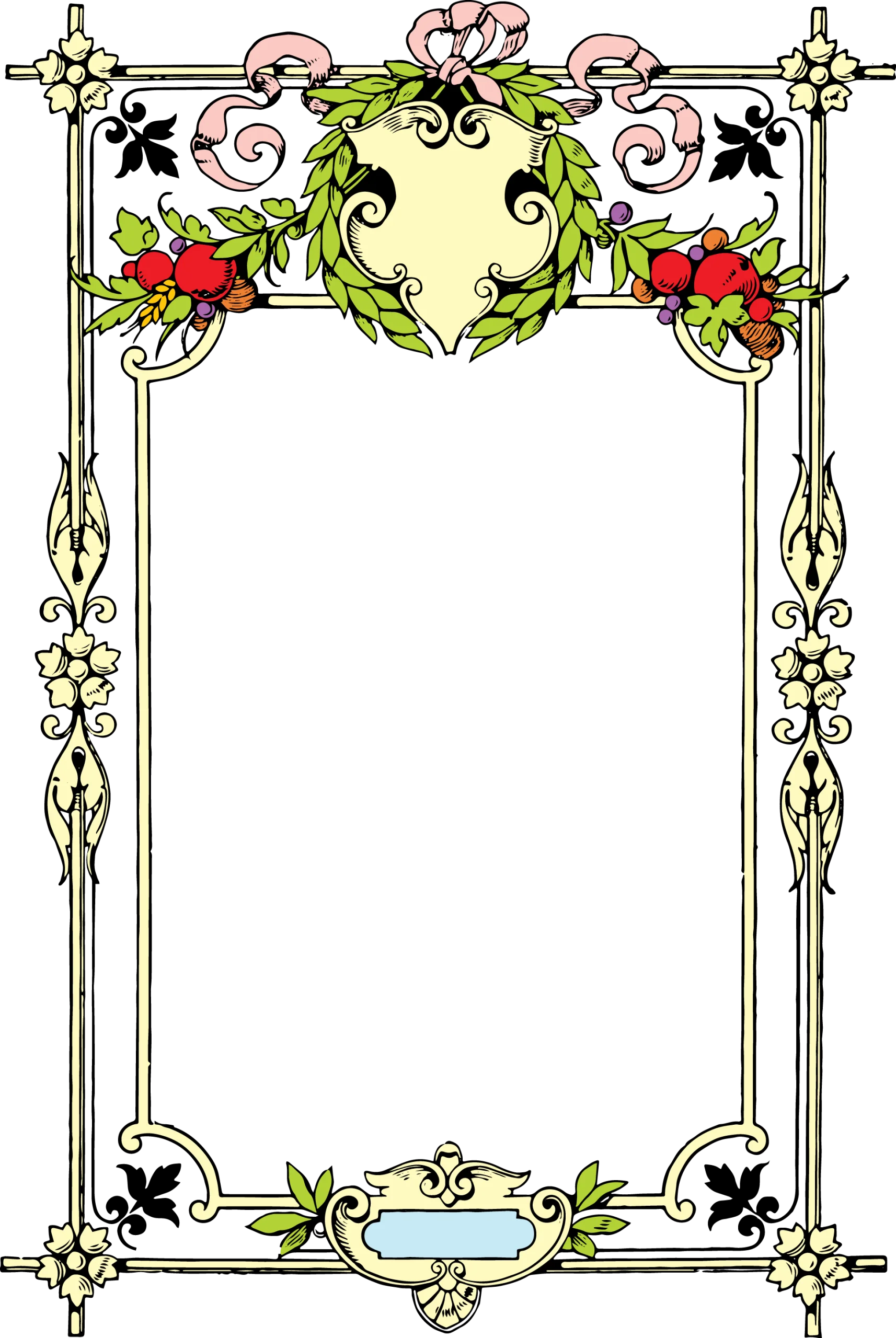 Elegant Vintage Floral Ornamental Frame Clipart with Delicate Botanical Accents
