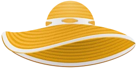 Elegant Wide-Brimmed Summer Sun Hat Clipart with Flowing Striped Design