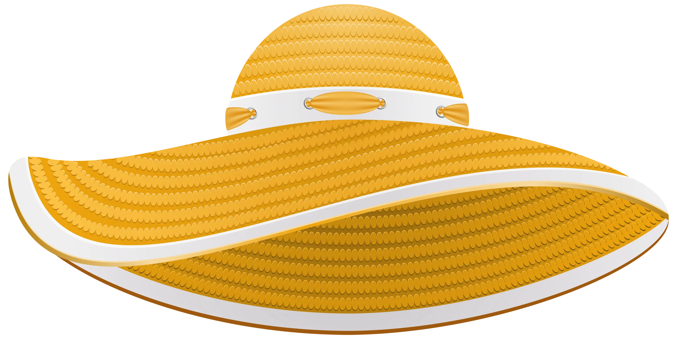 Elegant Wide-Brimmed Summer Sun Hat Clipart with Flowing Striped Design